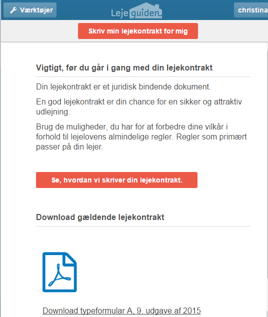 huslejekontrakt skabelon